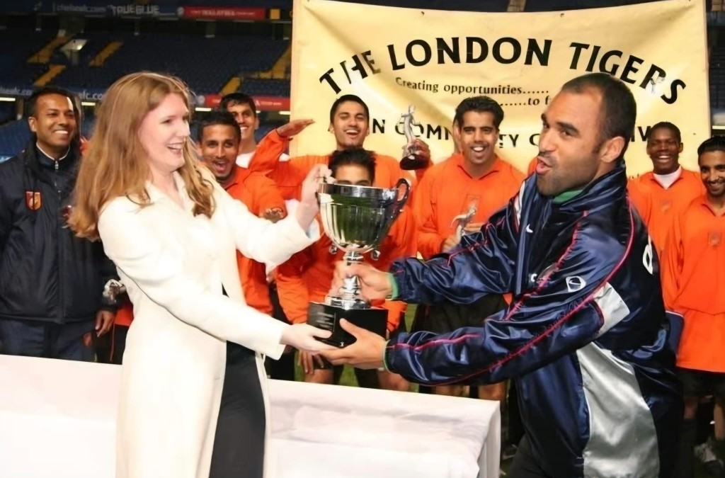 Trophy presentation at Stamford Bridge